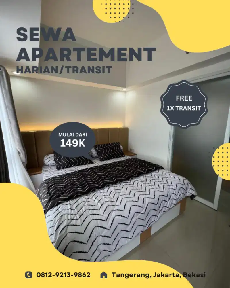 Sewa apartement harian/transit treepark BSD termurah