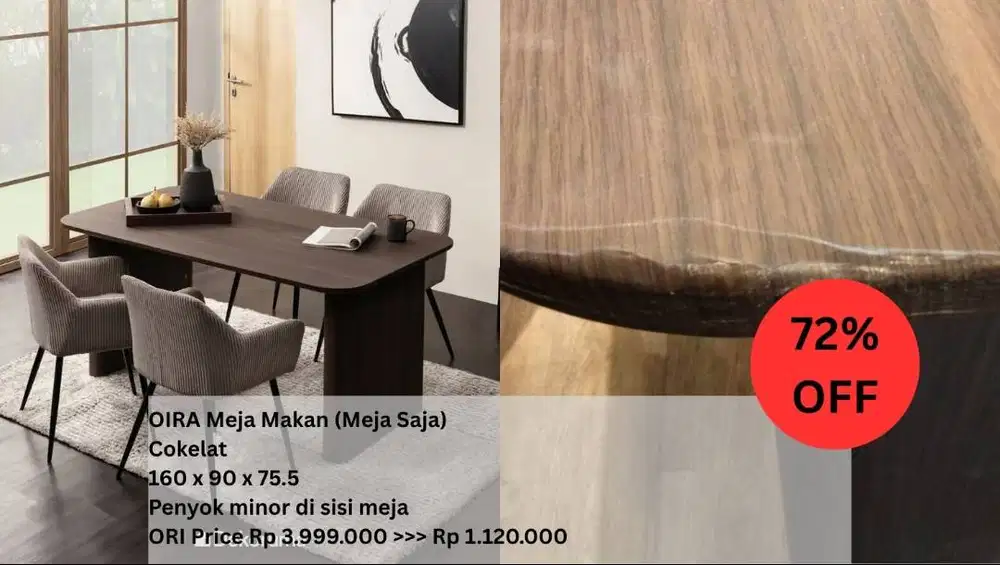 Heim Studio OIRA Meja Makan – Walnut (160 x 90 cm)