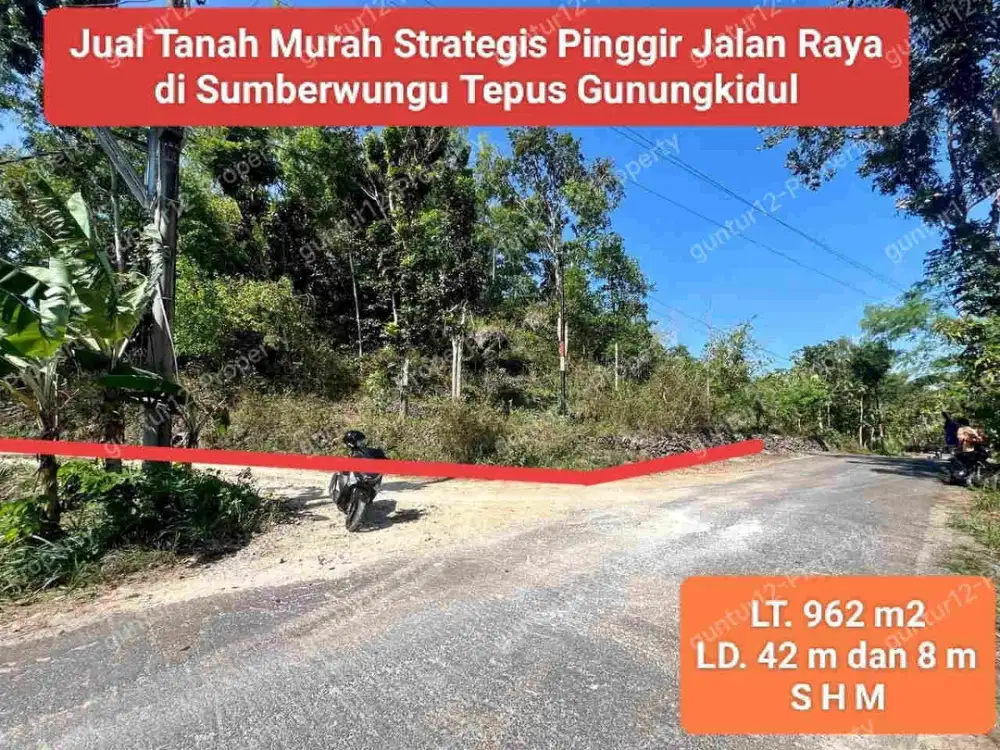 Jual tanah murah pinggir jalan raya di Sumberwungu Tepus Gunung kidul
