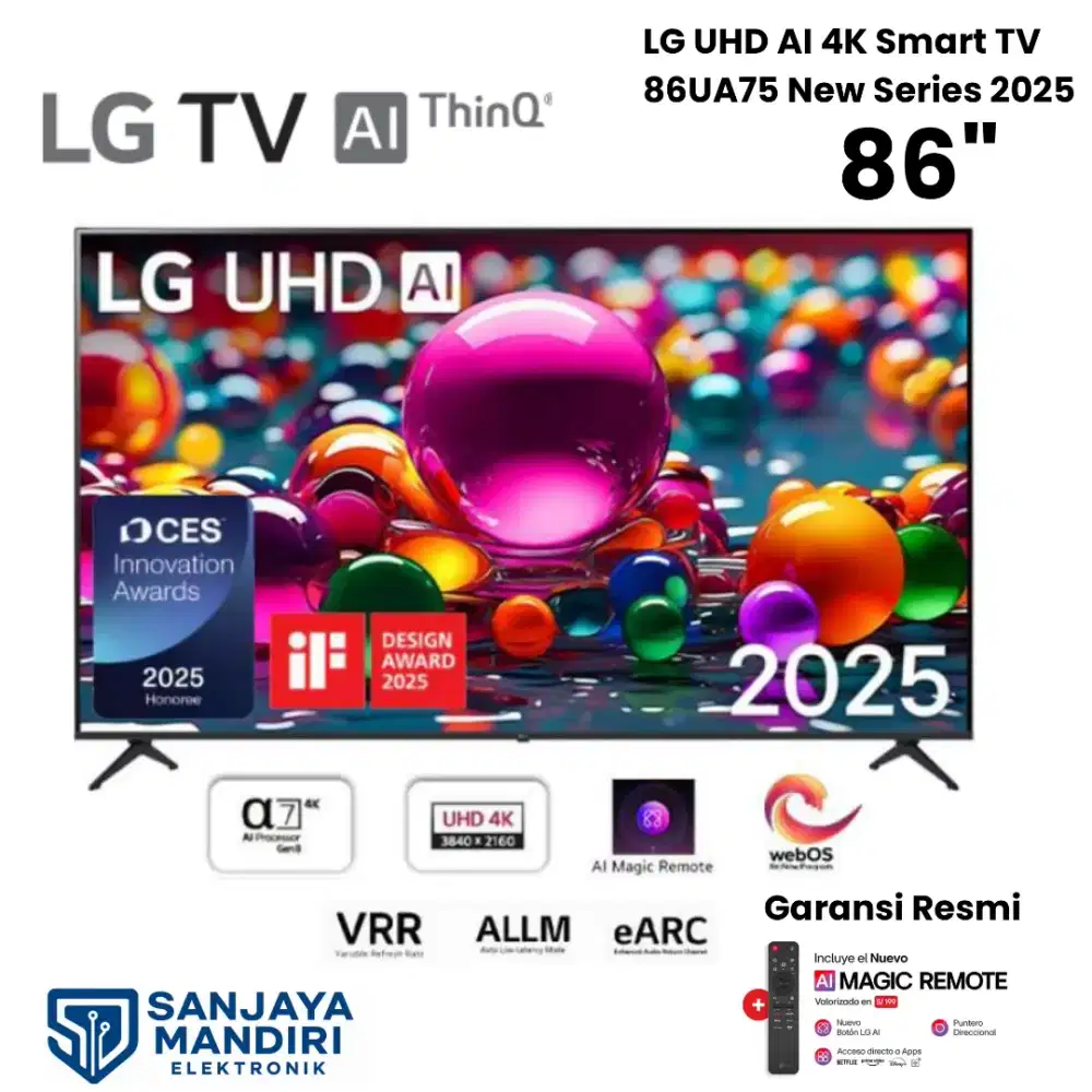 LG UHD AI Smart TV 86 Dolby Vision 86UA75 AI Magic Remote NEW 2025