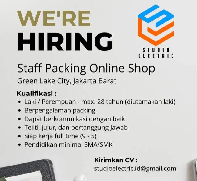 Lowongan Kerja Admin Staff Packing Online Shop