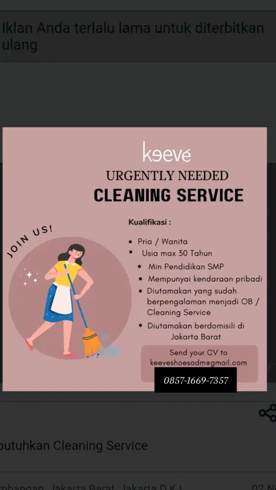 Lowongan Cleaning Service