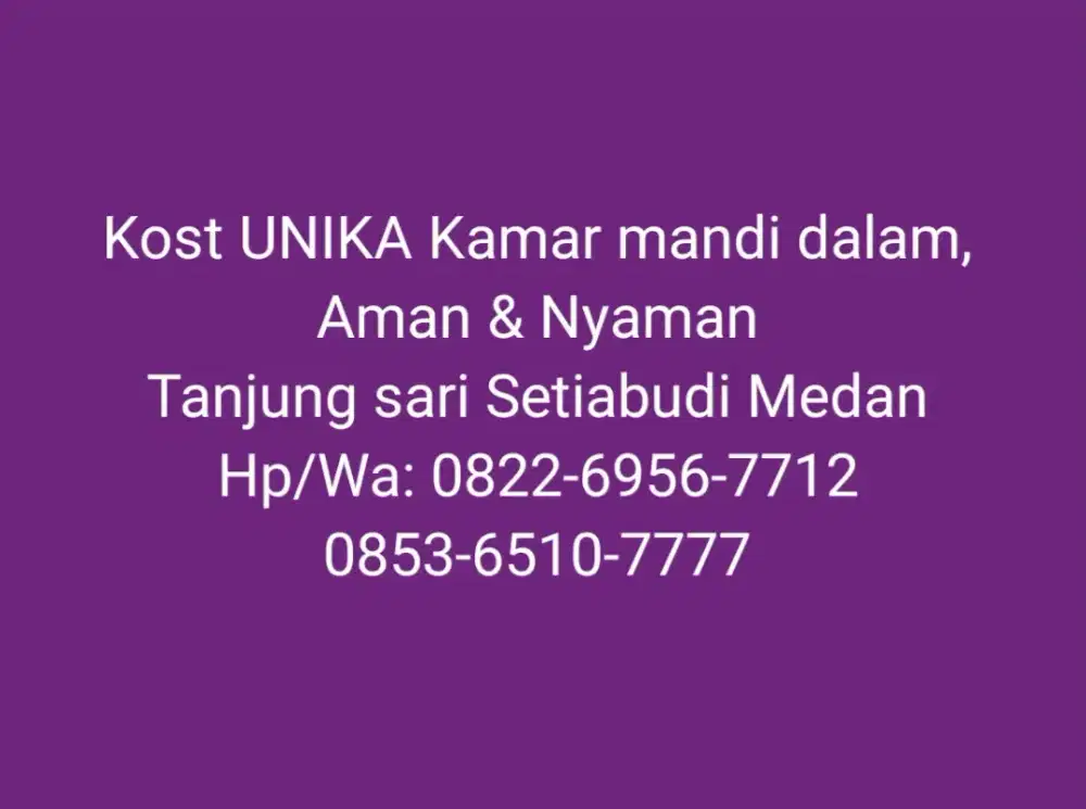 Kost Kamar mandi dalam di Setiabudi Tanjung sari Medan