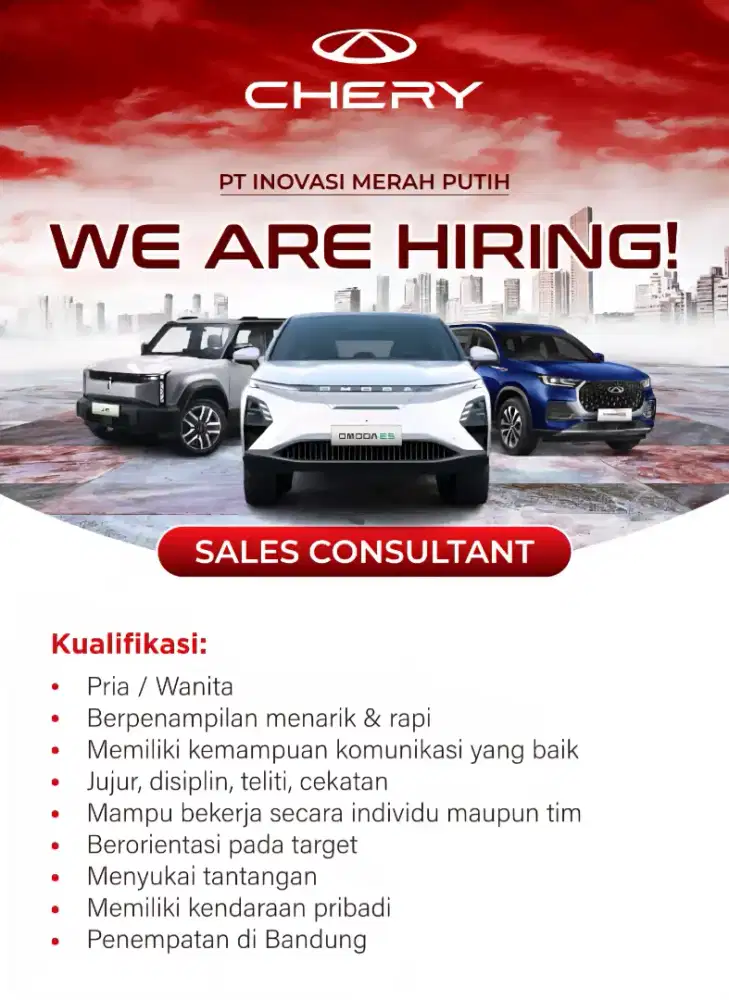 Lowongan Kerja Sales Chery