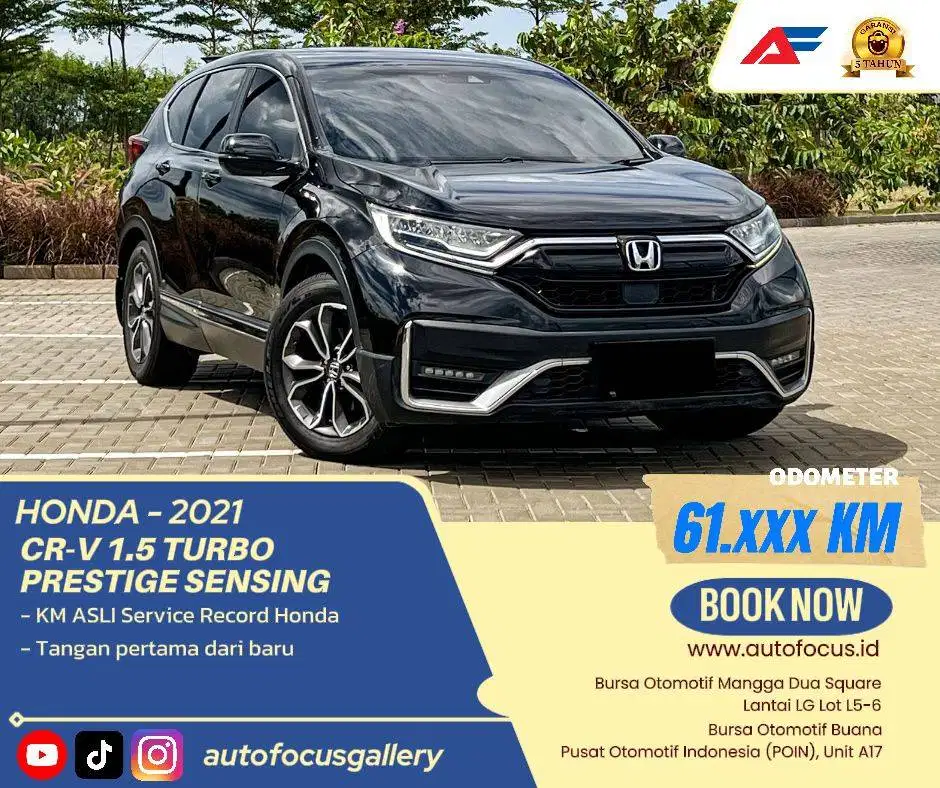 Garansi 1th | Honda CR-V 1.5 Turbo Prestige Sensing AT 2021 Tangan 1