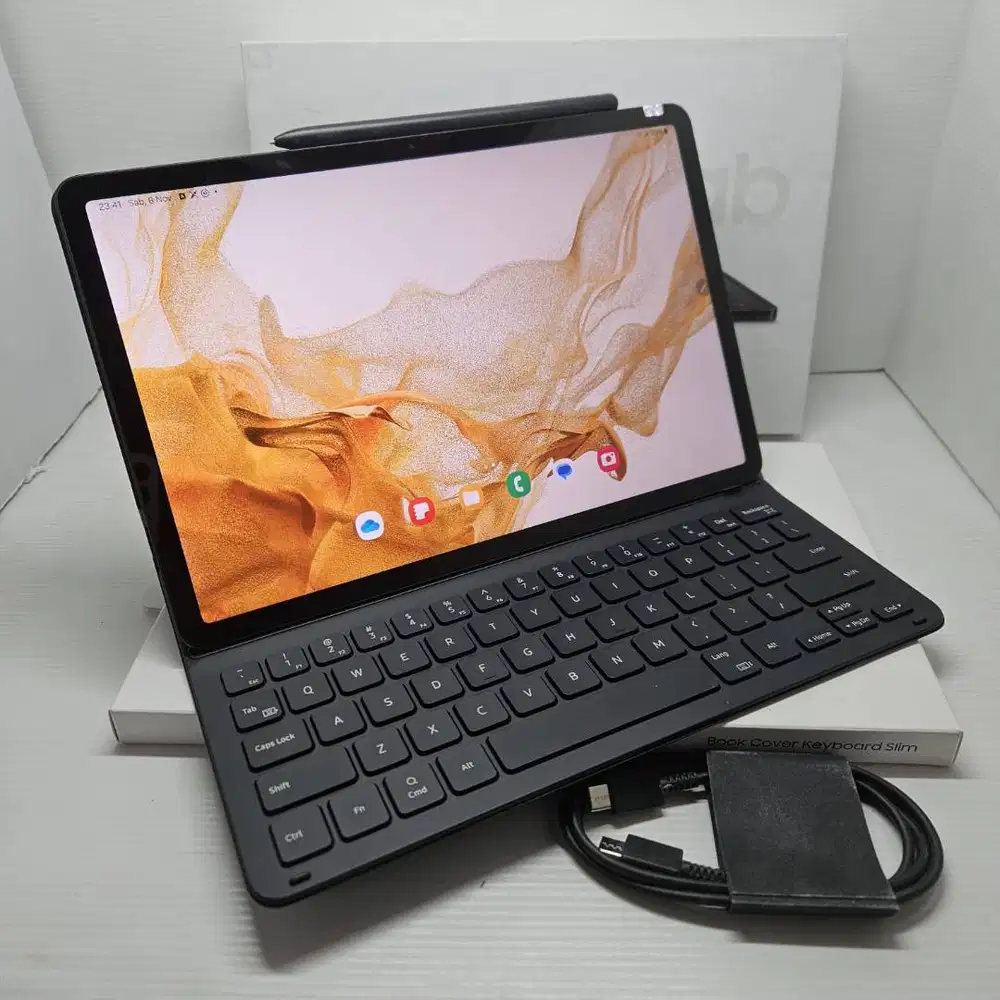 PAKET LENGKAP GAN SAMSUNG GALAXY TAB S8 5G 8/128 + KEYBOARD ORI BARU