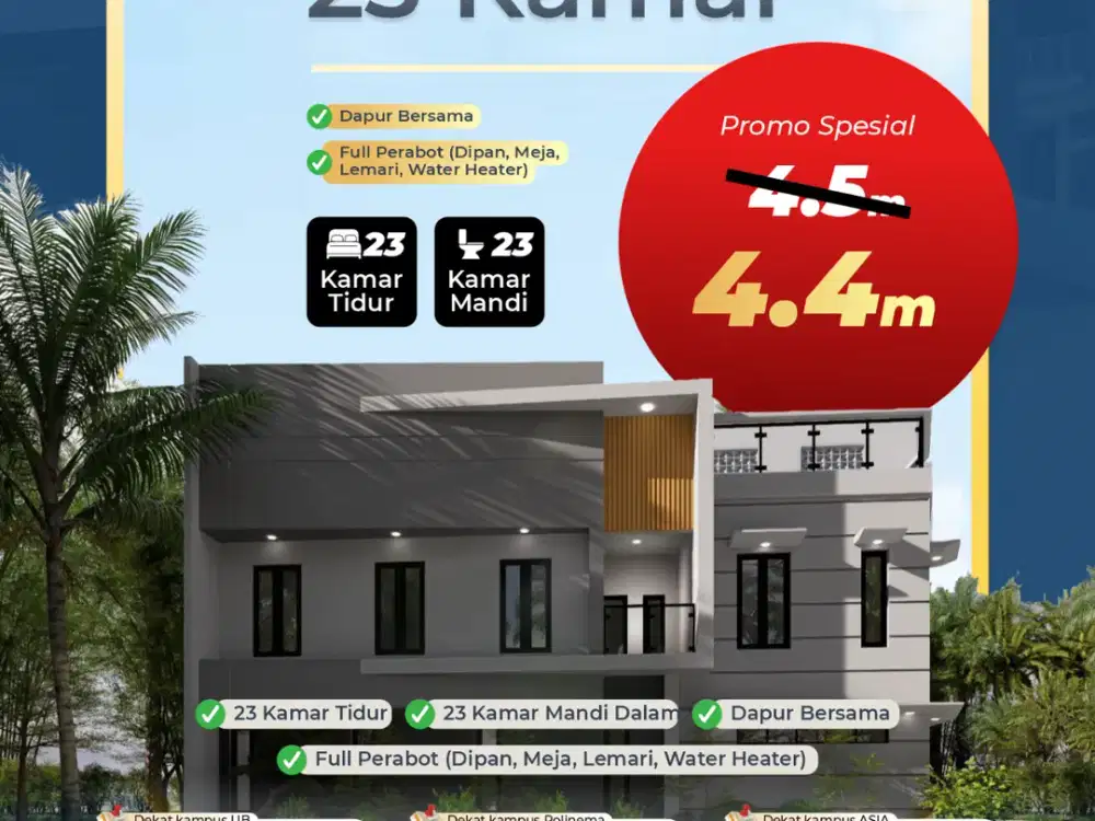 RUMAH KOS EKSKLUSIVE KOTA MALANG DEKAT KAMPUS UNIBRAW