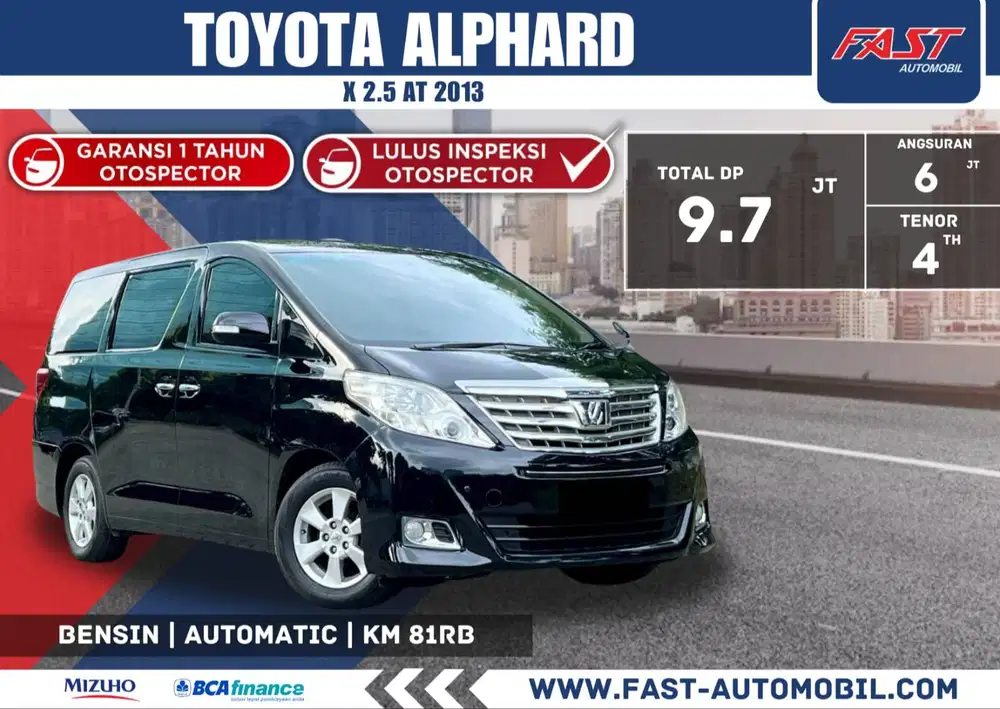 TOYOTA ALPHARD 2013 2.5 AT SUNROOF LOW KM.81RB & PAJAK PANJANG #F3ST