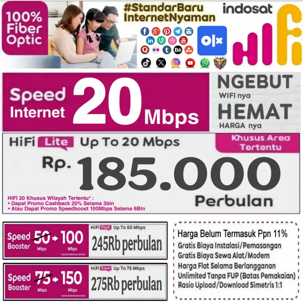 Wifi murah Indosat HIFI gratis biaya instalasi