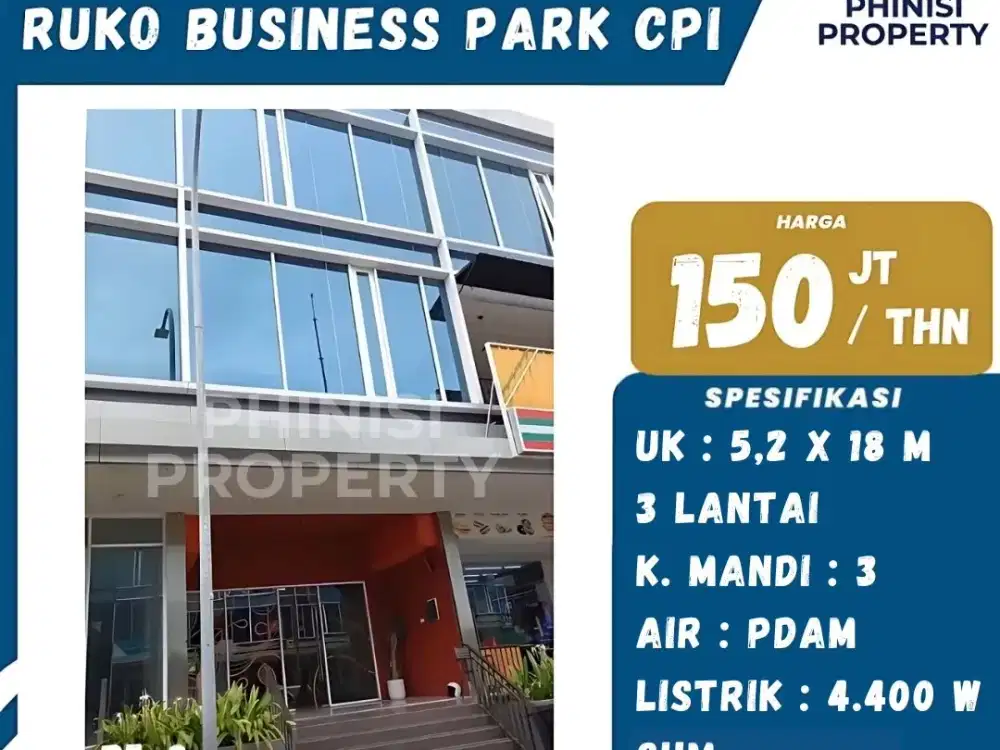 DISEWAKAN RUKO DI BUSINESS PARK CUMA 150 JUTAAN COCOK BUAT BUKA USAHA