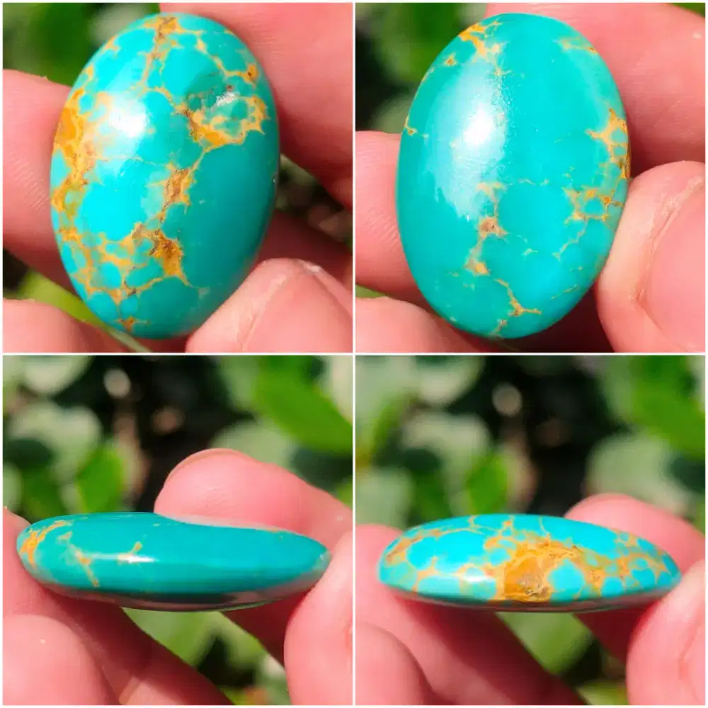 Batu Pirus Persia Iran Urat Emas Gradasi Hijau Biru Tosca Ceplok