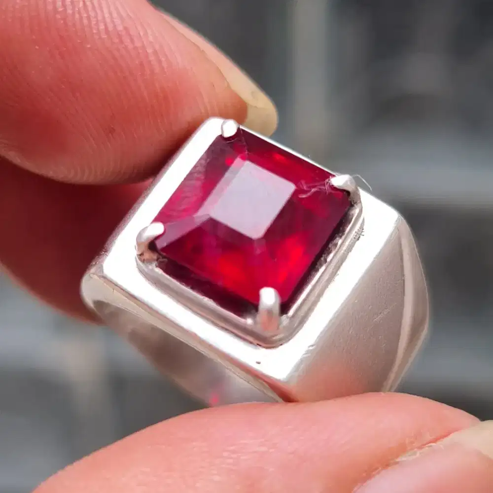 NATURAL RUBY PIGEON BLOOD RED SILVER HANDMADE