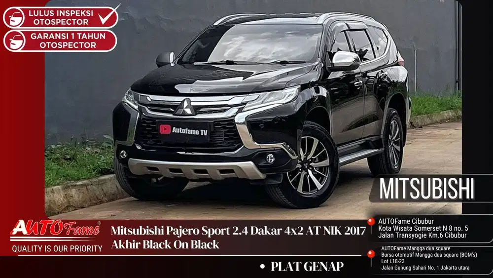 Mitsubishi Pajero Sport 2.4 Dakar 4x2 AT NIK 2017 Akhir Black On Black