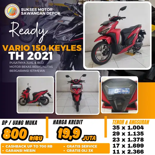 BERGARANSI HONDA NEW VARIO 150 KEYLES TH 2021 MULUS BISA CASH KREDIT