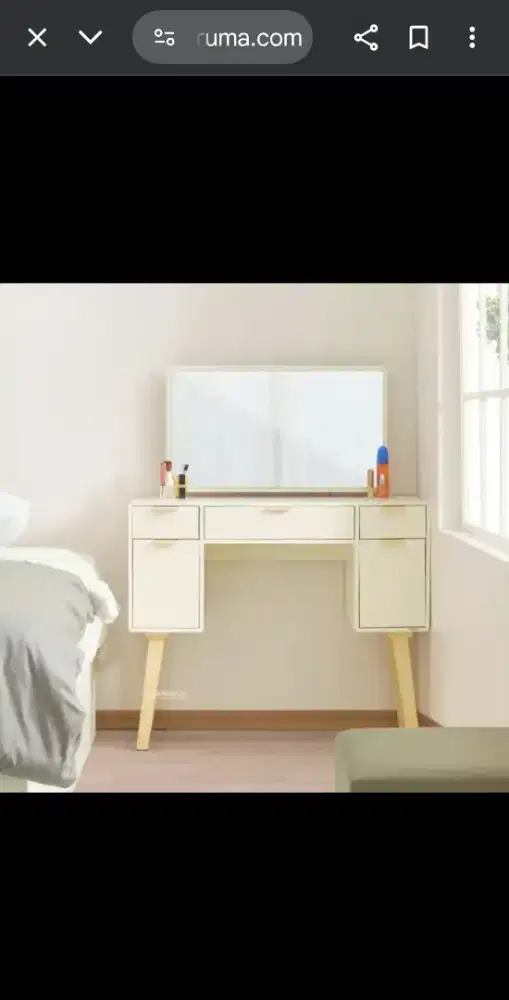 Meja Rias Ifurnholic Raisa - Meja Rias Kayu (Ivory-Natural)