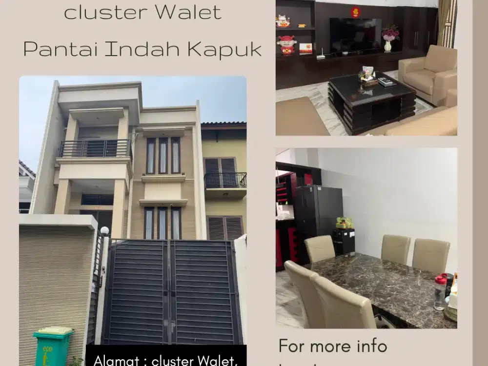 Dijual Rumah cluster Walet Pantai Indah Kapuk