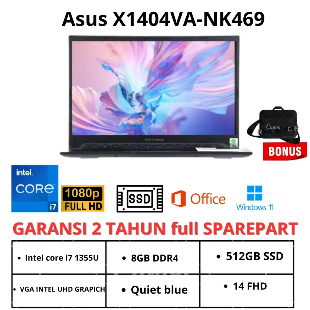 Asus VivoBook X1404VA-NK469 with Intel i7 1335U 8GB RAM Asus NumPad