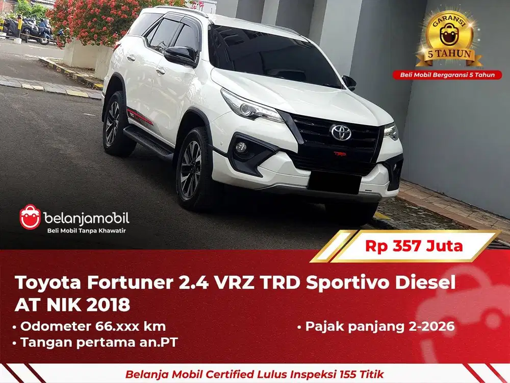 [ GARANSI 5TH ] Toyota Fortuner 2.4 VRZ TRD Sportivo Diesel 2018 2019