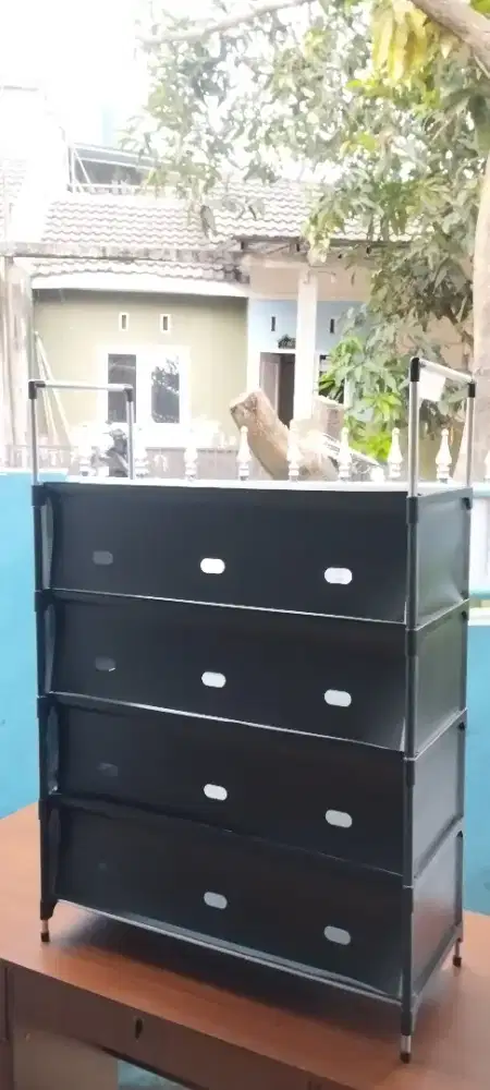 Cuci gudang murah rak sepatu anti debu 5 susun