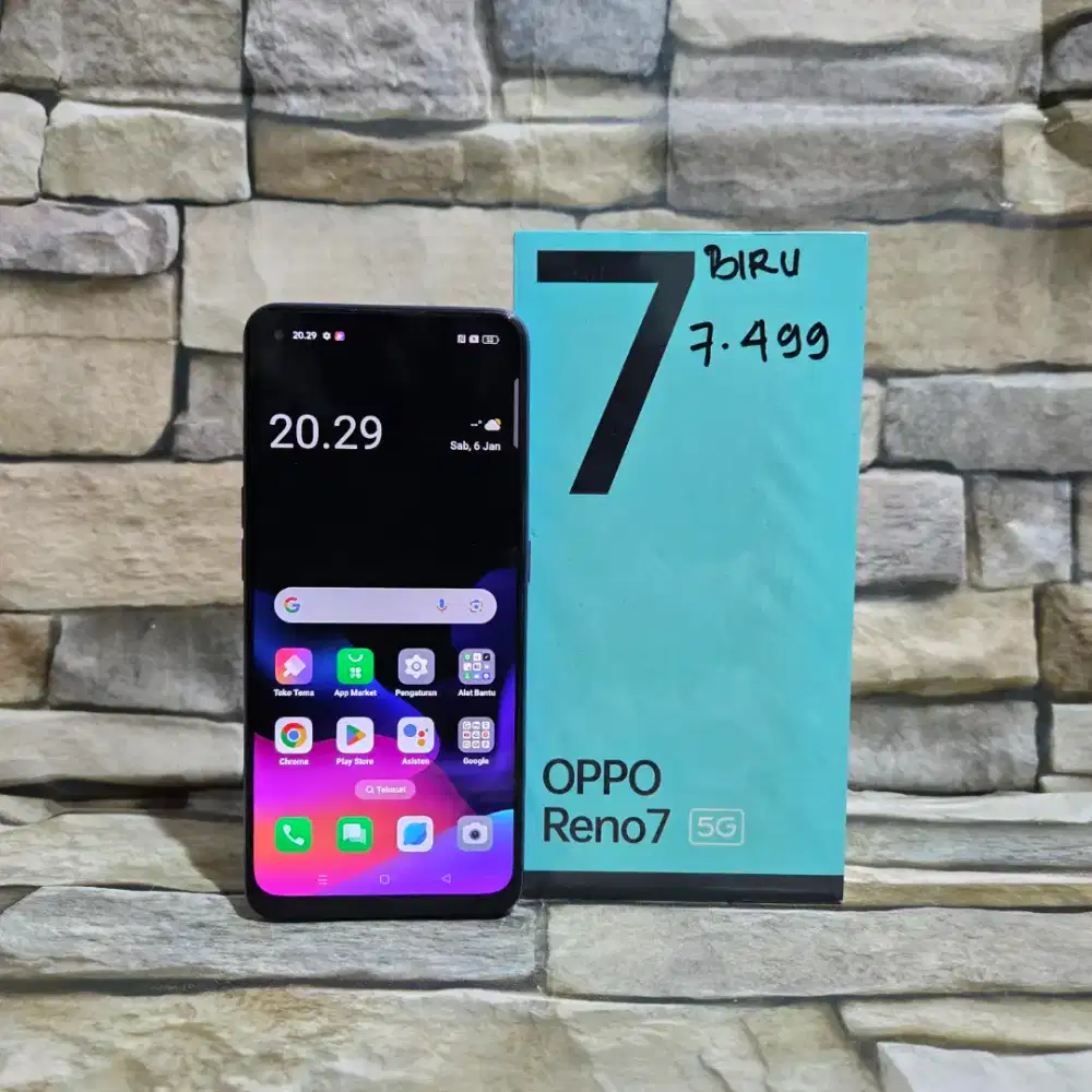 Oppo Reno 7 5G 8/256 Fulset segel mulus 95%,minus LCD Shadow tipis