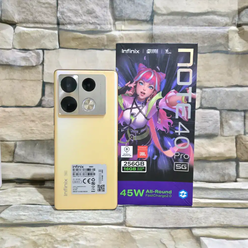 Infinix Note 40 Pro 5G 8/256 Gold Fulset segel mulus 98%