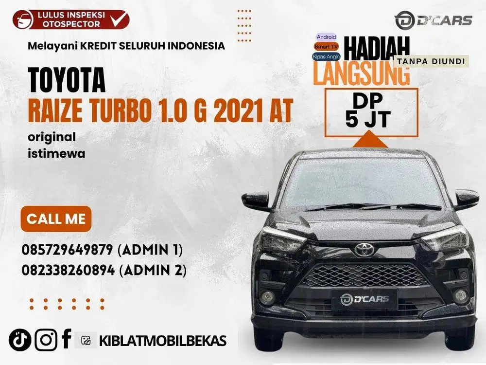 TOYOTA RAIZE 1.0 G TURBO 2021 MATIC  ISTIMEWA BEBAS BANJIR BEBAS LAKA
