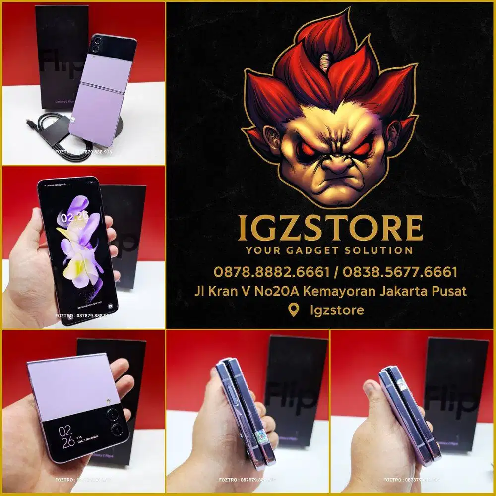 Samsung Galaxy Z Flip 4 8/512GB Purple Fullset Resmi SEIN No Minus