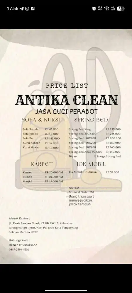 Jasa cuci sofa kasur jok mobil