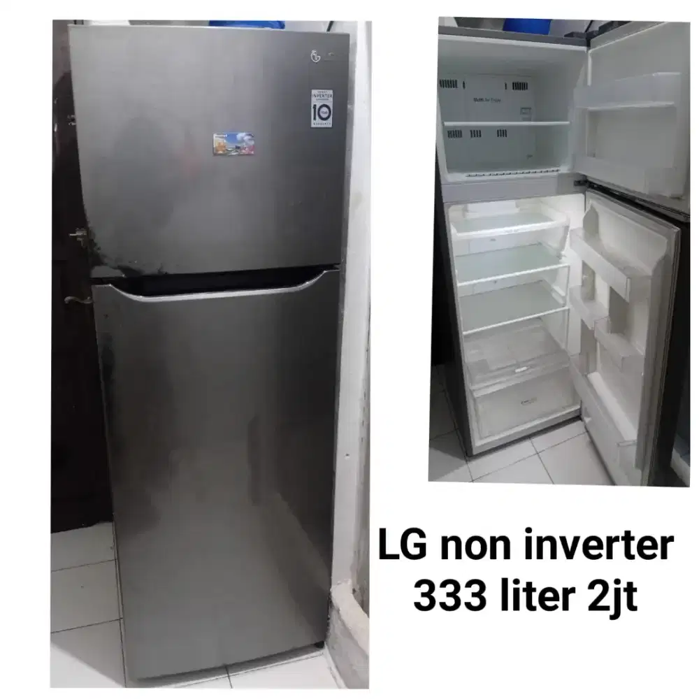 kulkas lg non inverter 333 liter bekas bergaransi