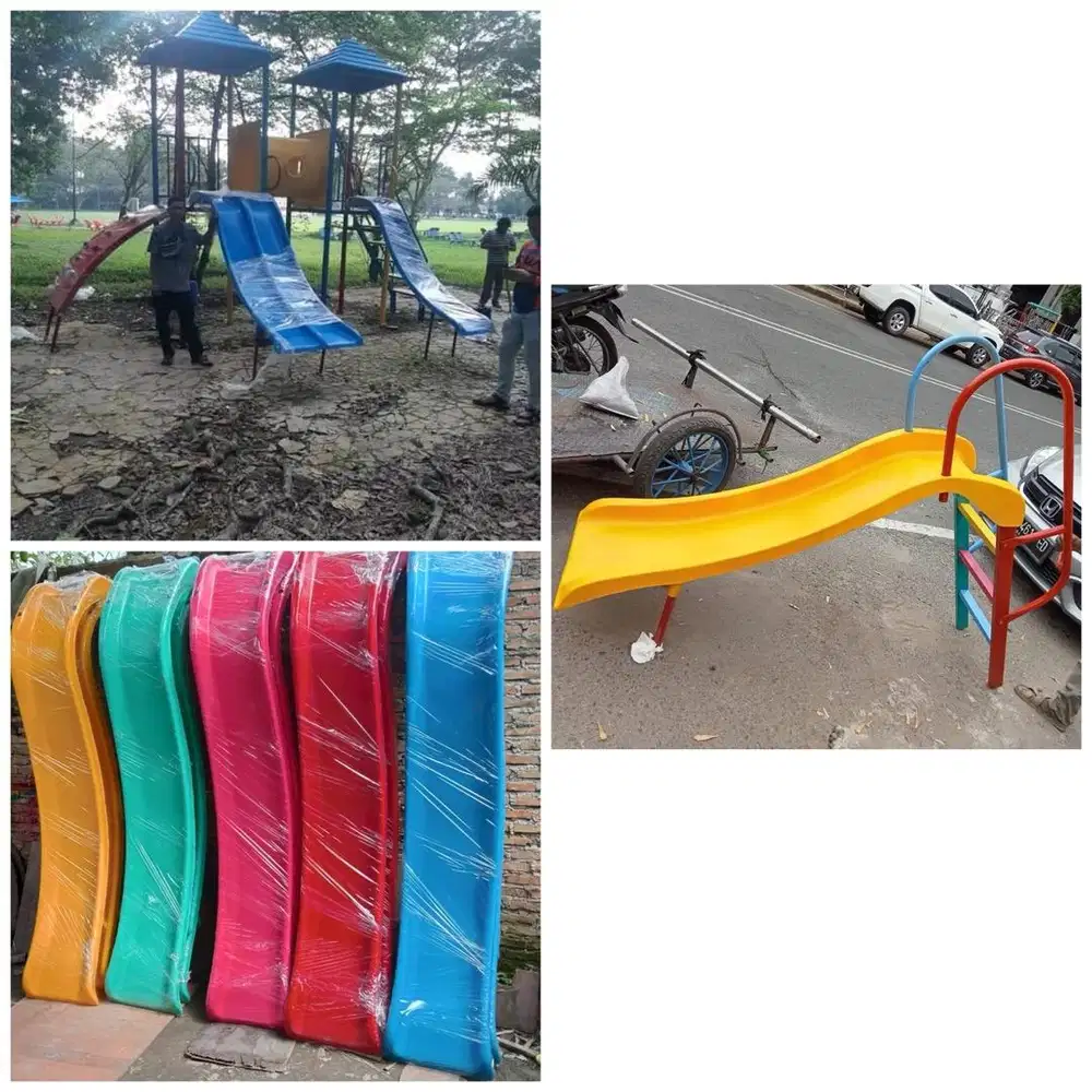 Perosotan, ayunan, jungkat jungkit, playground, bola dunia, mainan ank