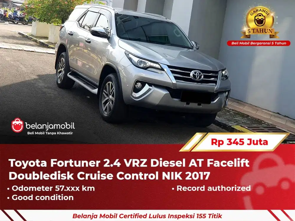 [ GARANSI 5TH ] Toyota Fortuner 2.4 VRZ Diesel AT Facelift 2017 2018