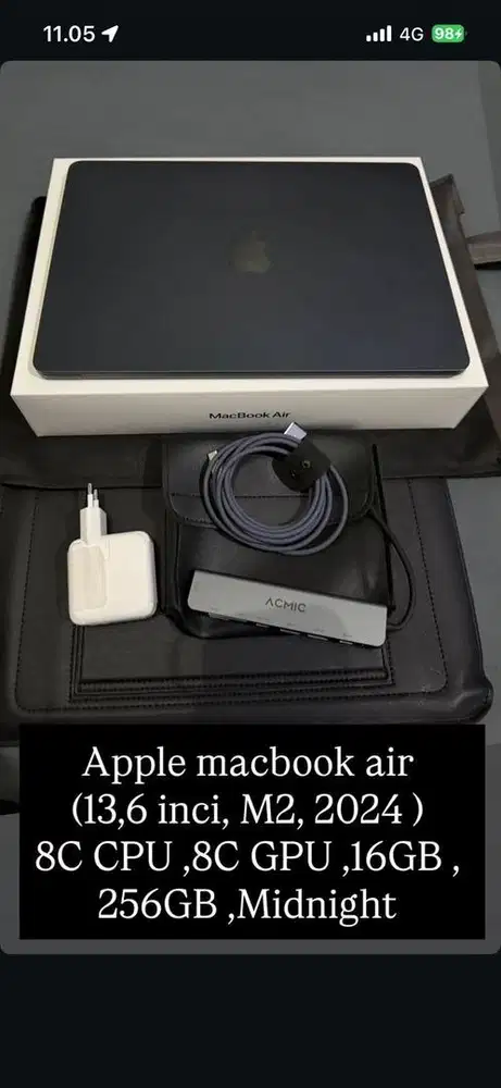 Macbook air m2 2024 ram 16 256GB ibox