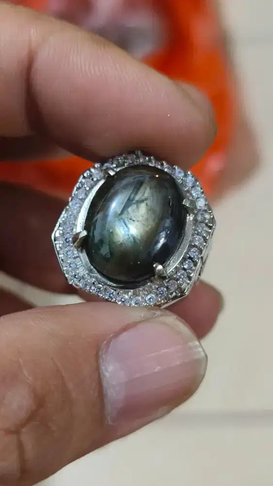 Natural black sapphire star