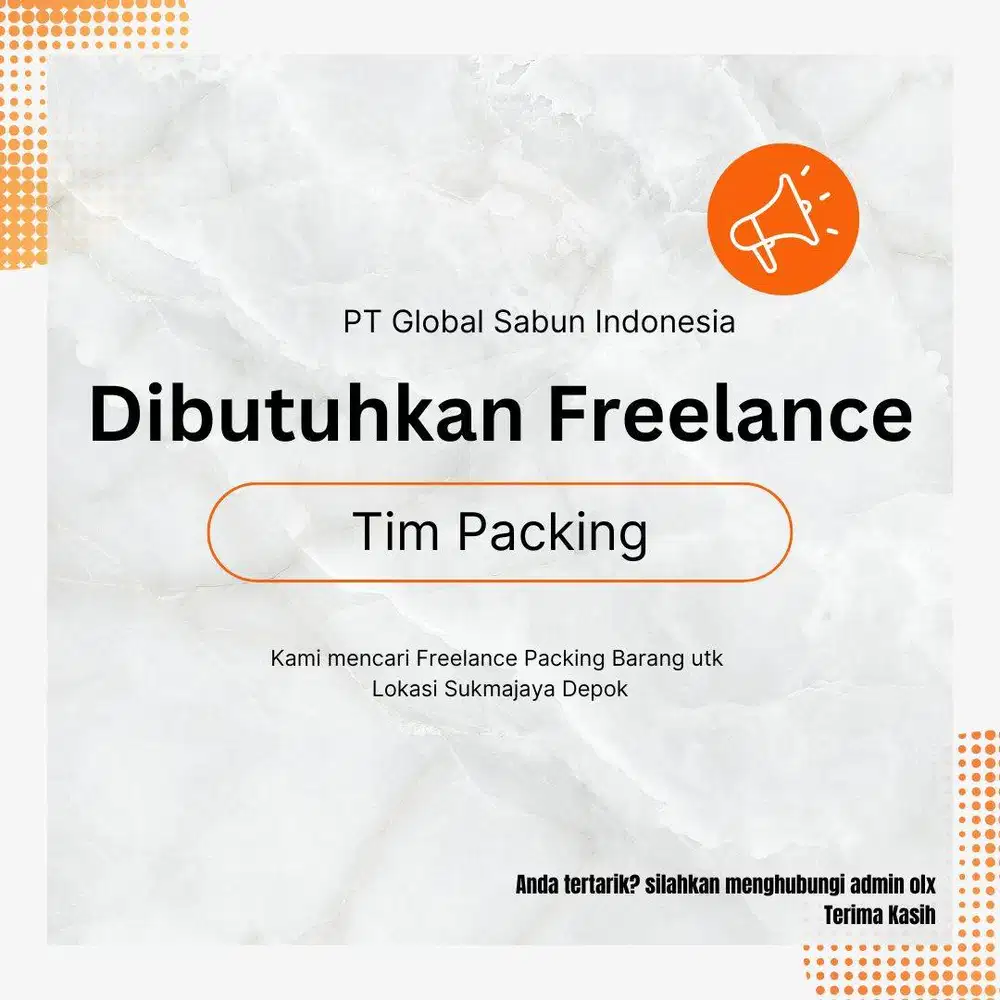 Dicari Tenaga Freelance Packing
