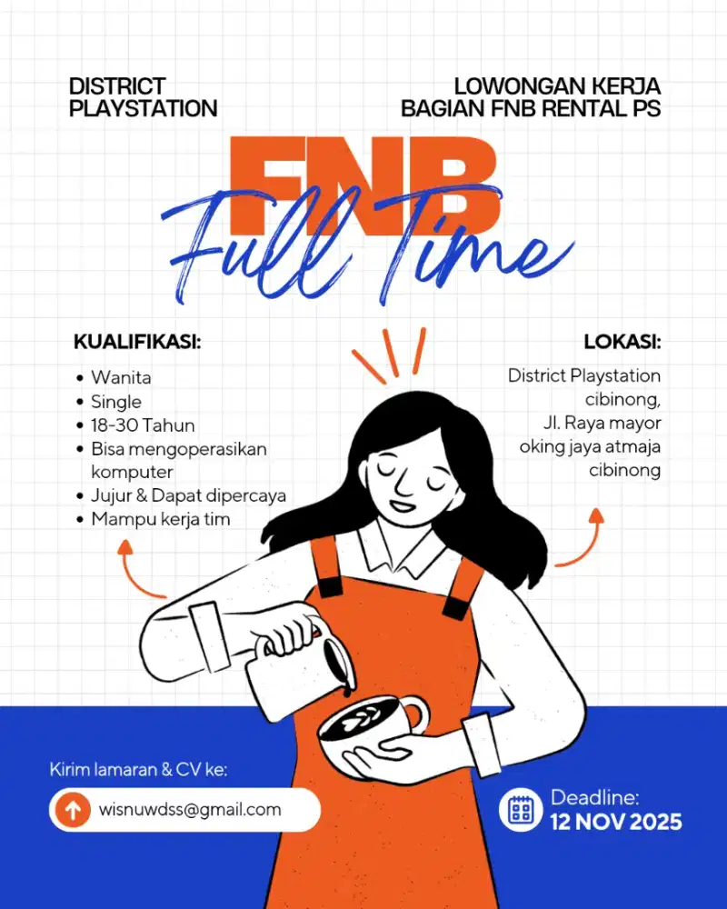 Dibutuhkan segera crew fnb