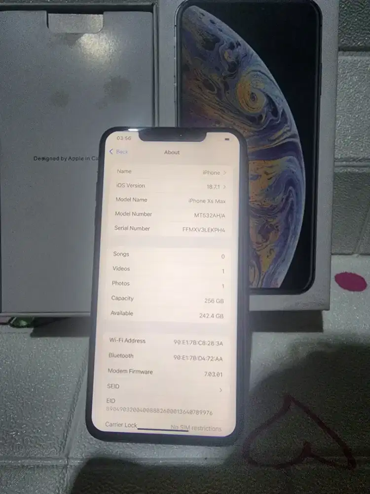 Iphone xs max 256gb ex inter imei regist warna black