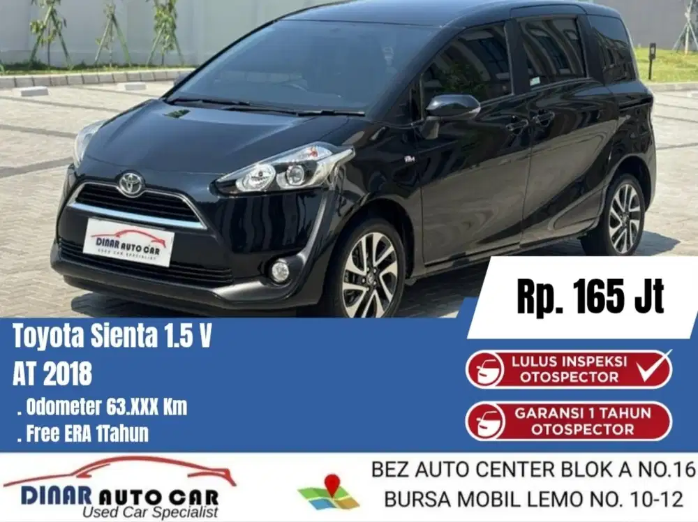 (63Rb) Sienta V Matic CVT 2018 Hitam Record Toyota 30Jt *Dinar auto*