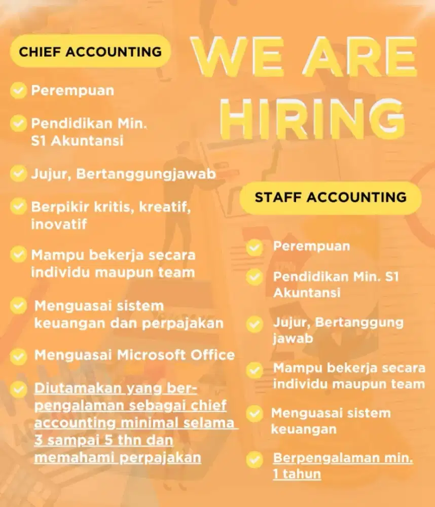 Urgent Chief Acc dan Staff Acc