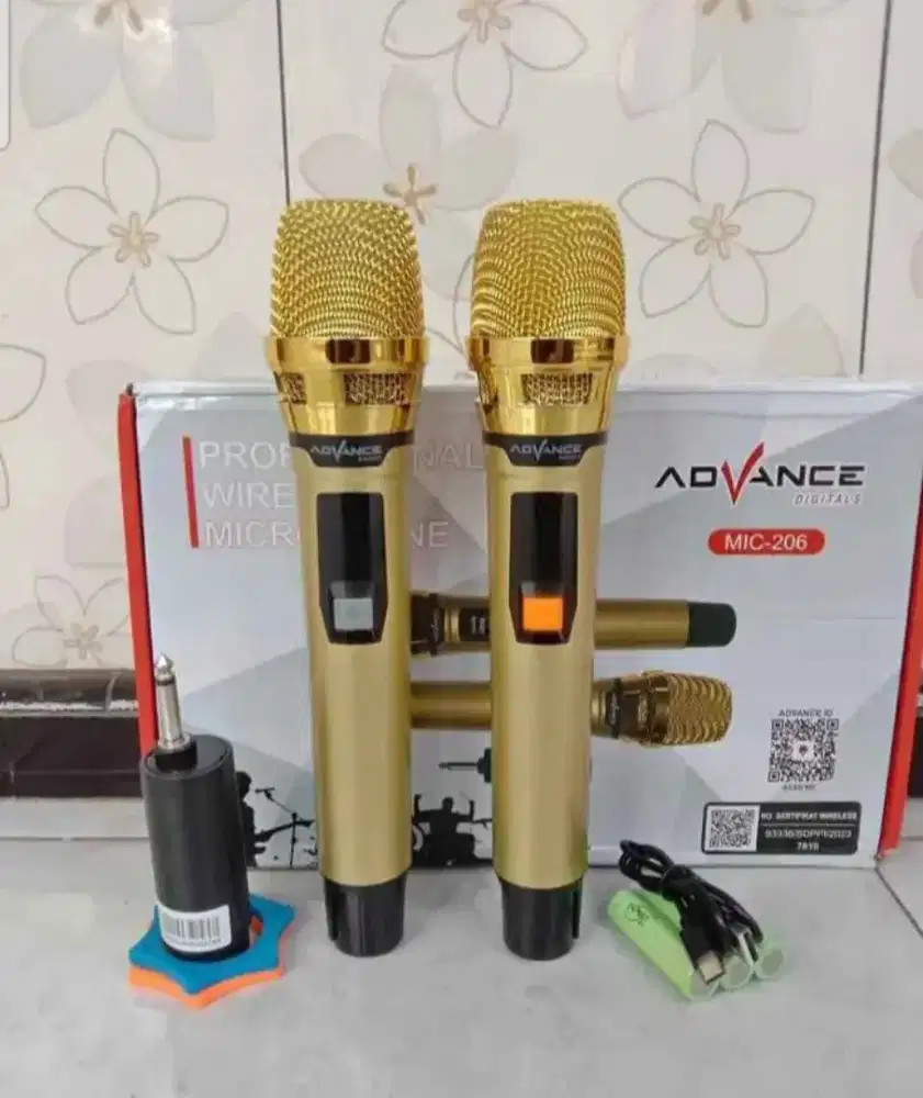 mic wireless 2in1 advance mic-206 baru