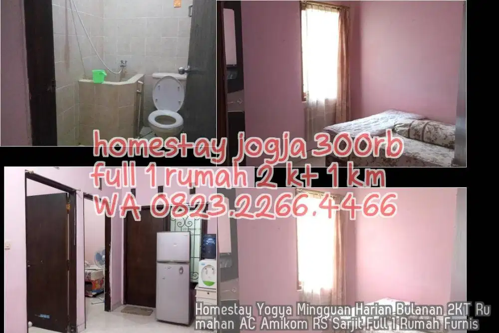 Homestay Yogya Mingguan Harian Bulanan 2KT Rumahan AC Amikom RS Sarjit