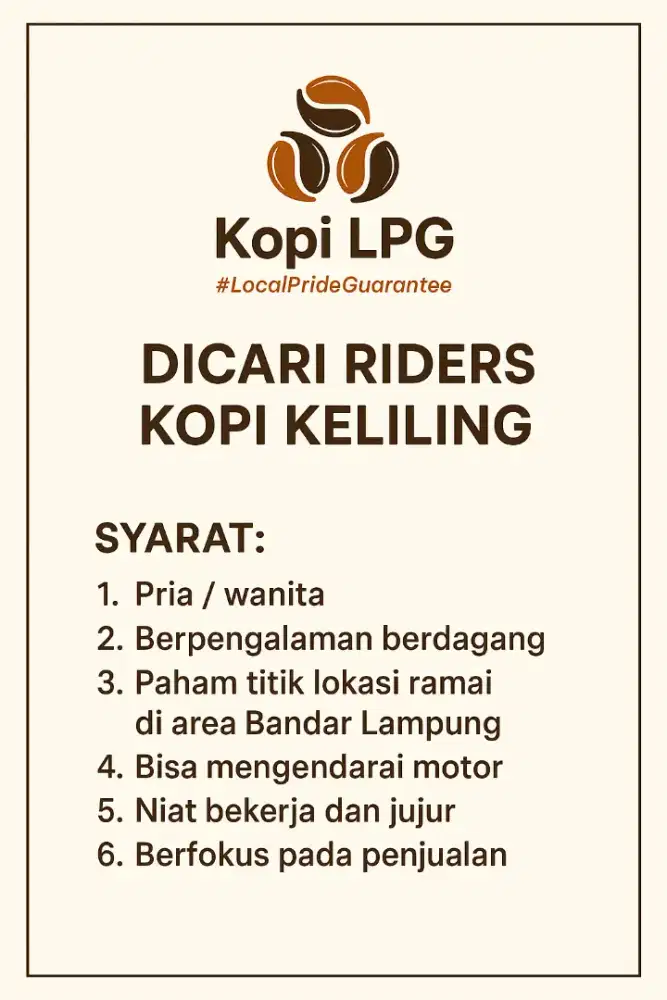 Dibutuhkan Riders Kopi Keliling