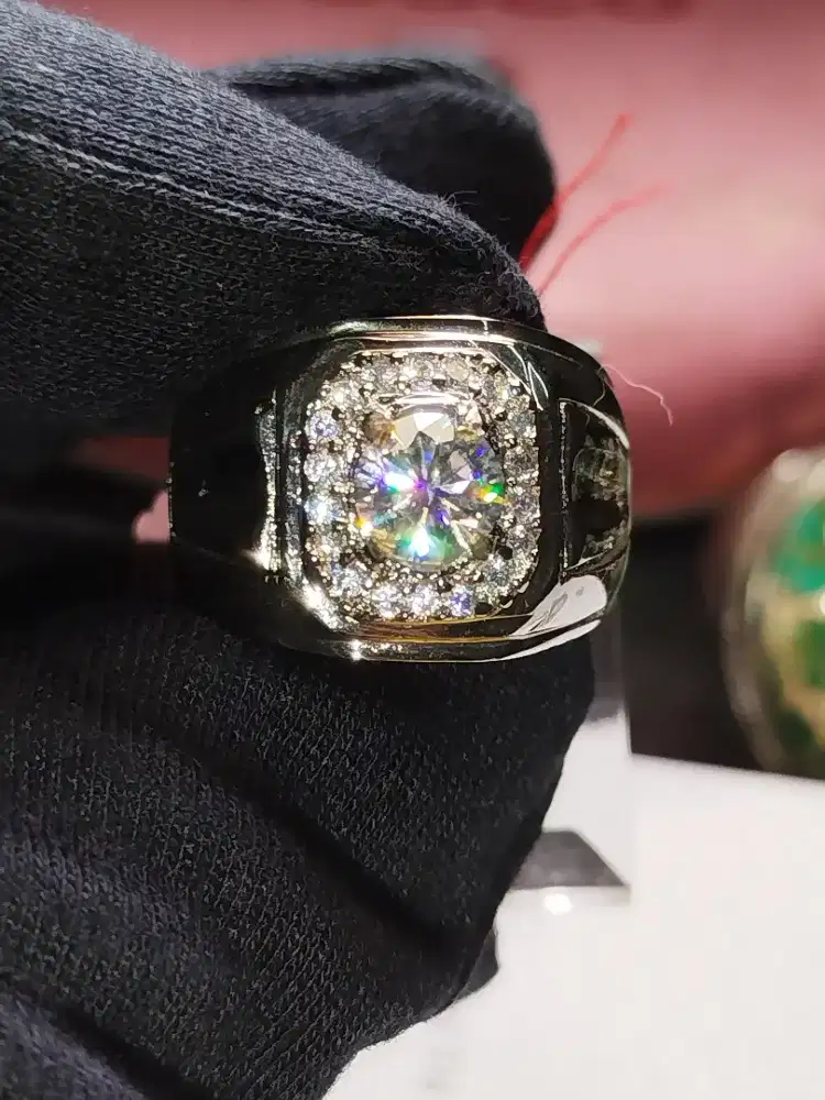 CINCIN MOISSANITE MENS RING SERTIFIKAT GRA