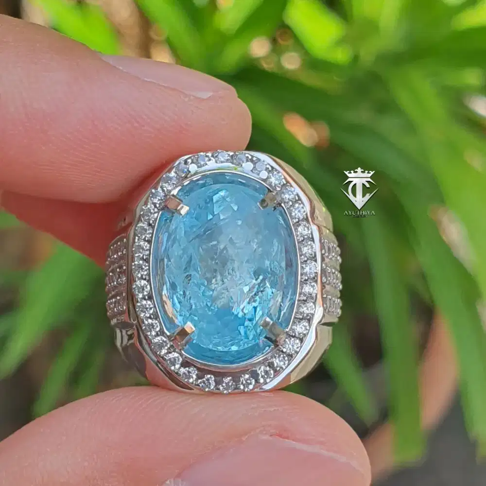 Batu Permata Natural Santa Maria Blue Aquamarine 7.17 Ct NTE CGL Memo