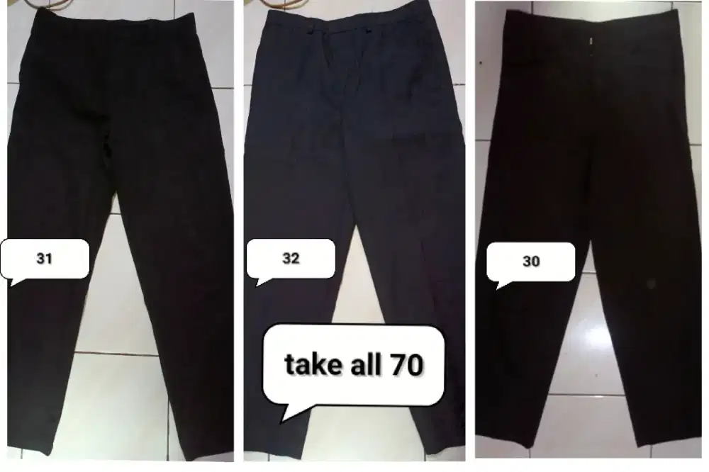 Celana bahan item panjang