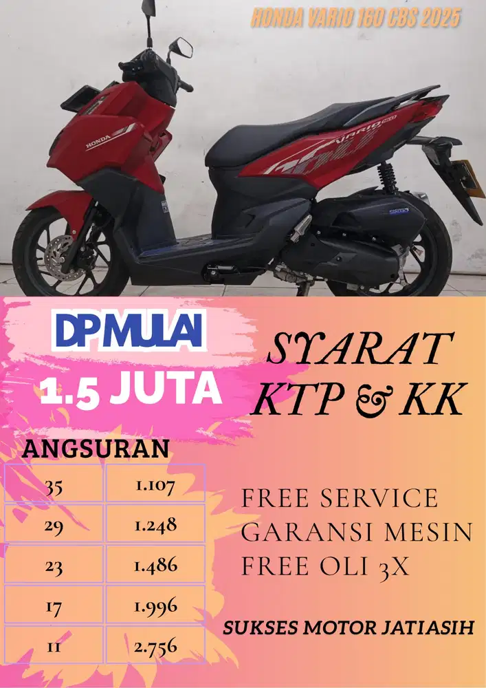 SERIES TERBARU VARIO 160 CBS 2025 BISA CASH/KREDIT MENGGUNAKAN CC