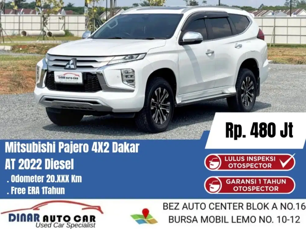 (21Rb) Pajero DAKAR 2022 Matic Putih Warenty 1TH Dp 50Jt *Dinar Auto*