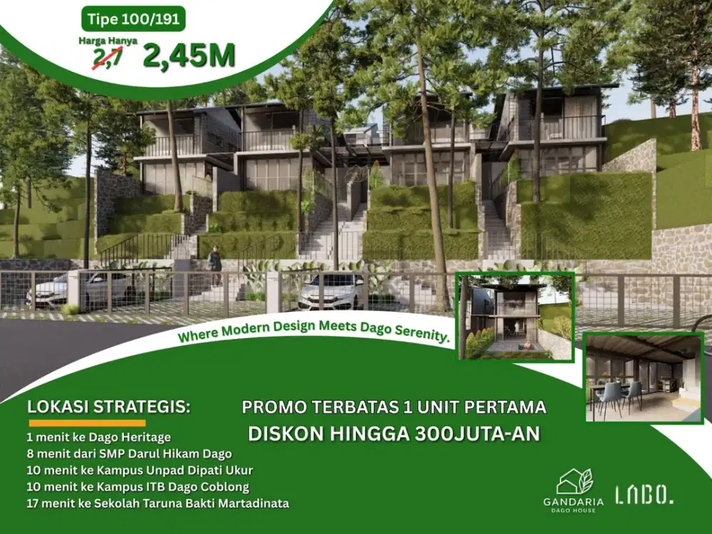 Rumah Baru Desain Arsitek Ternama dan Berpengalaman, Akses Mudah & Strategis Dekat Dago Tubagus Ismail Dipati ukur cigadung