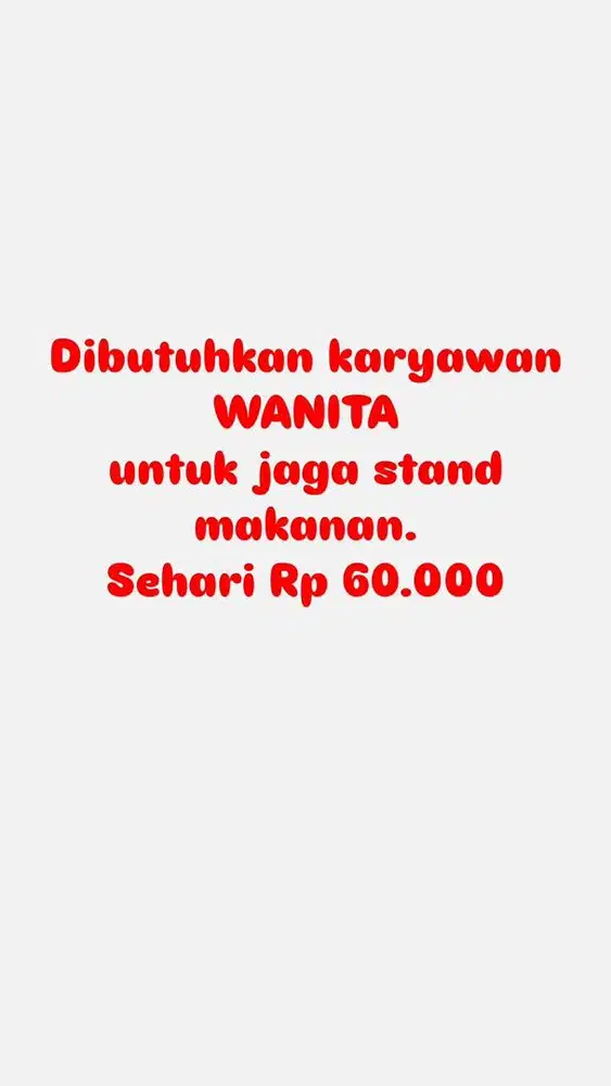 Loker jaga stand makanan
