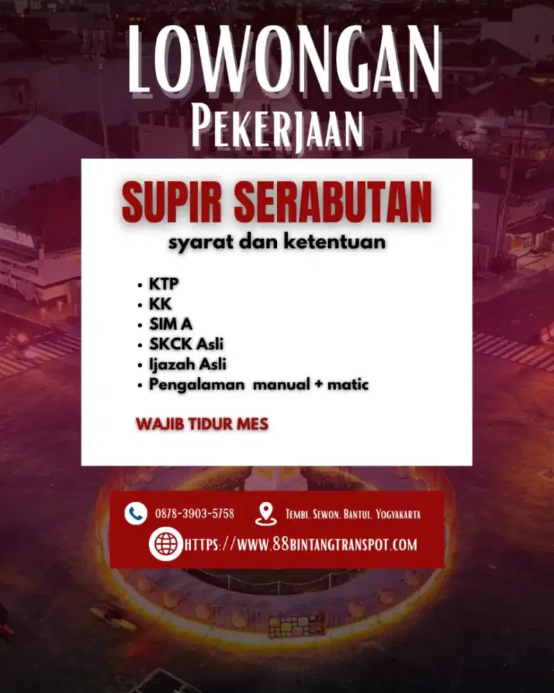 DI CARI DRIVER SERABUTAN