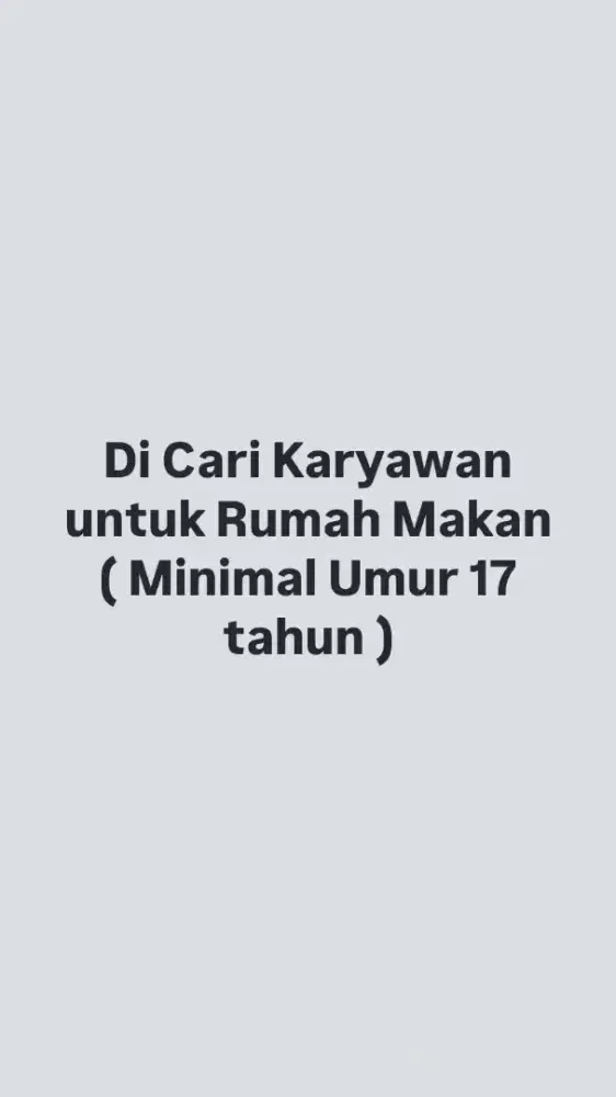 Di Cari Karyawan Wanita